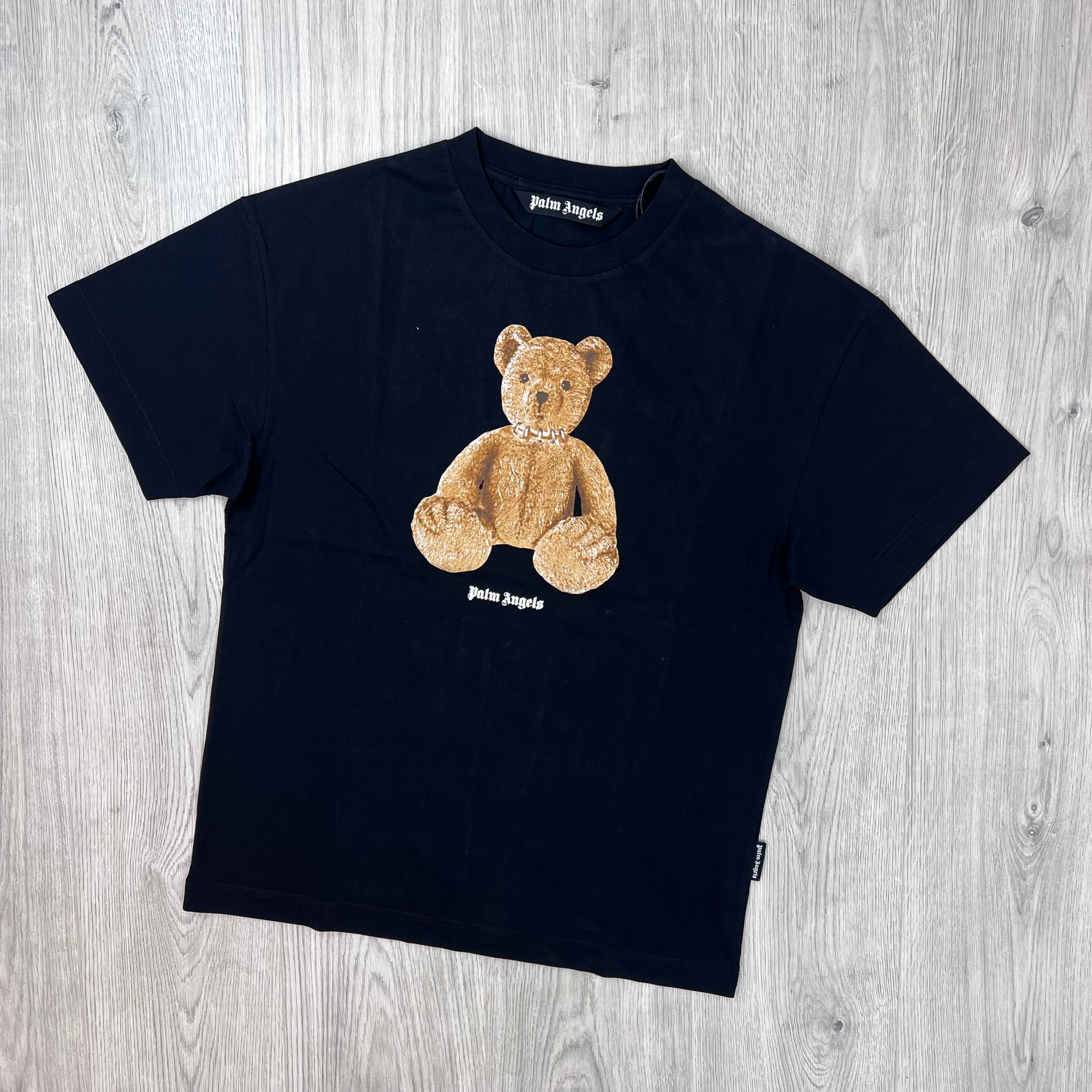 Palm Angels 'Bear' T-Shirt in Black - Front view.