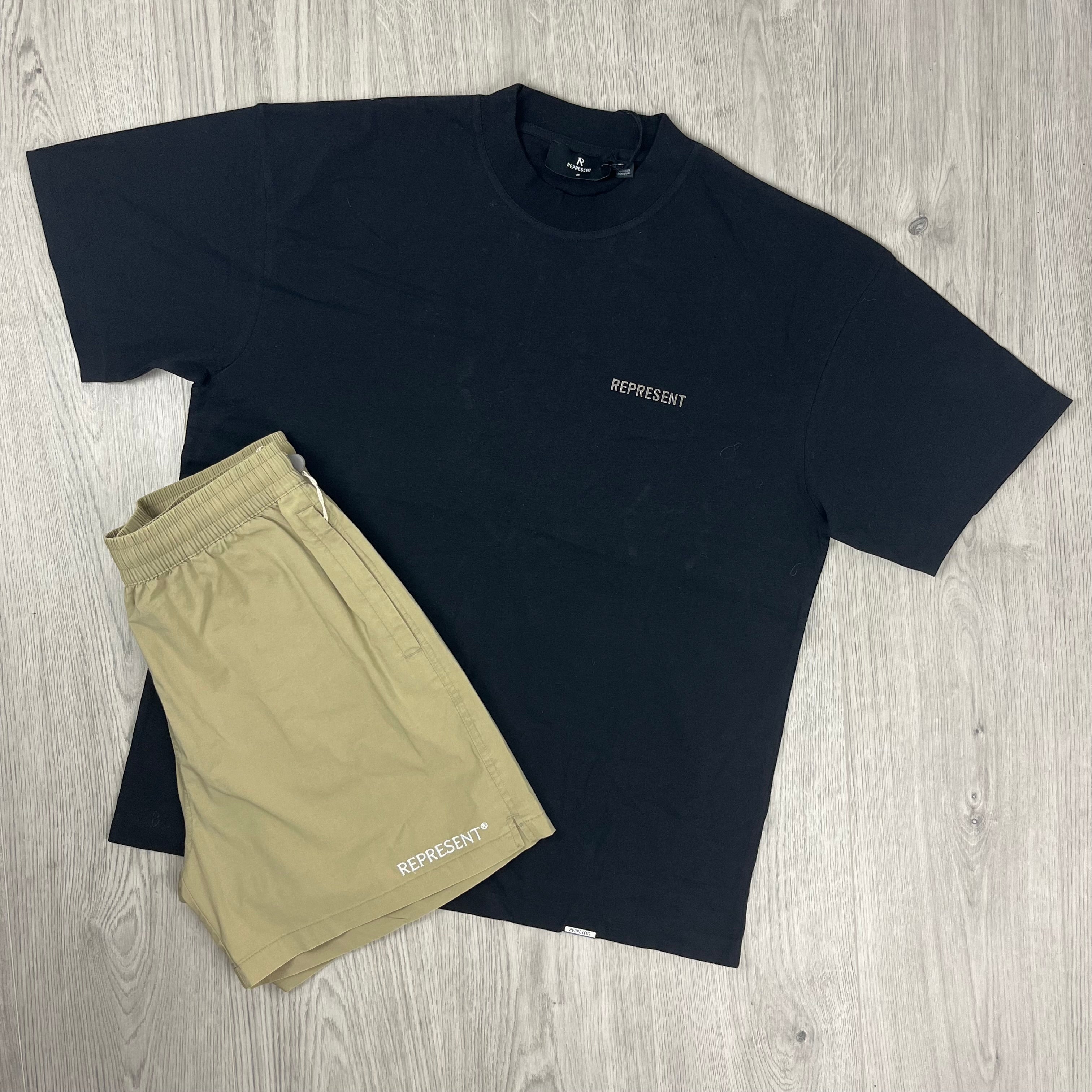 Represent Logo Set in Black/Washed Taupe. On sale at Open Attire.