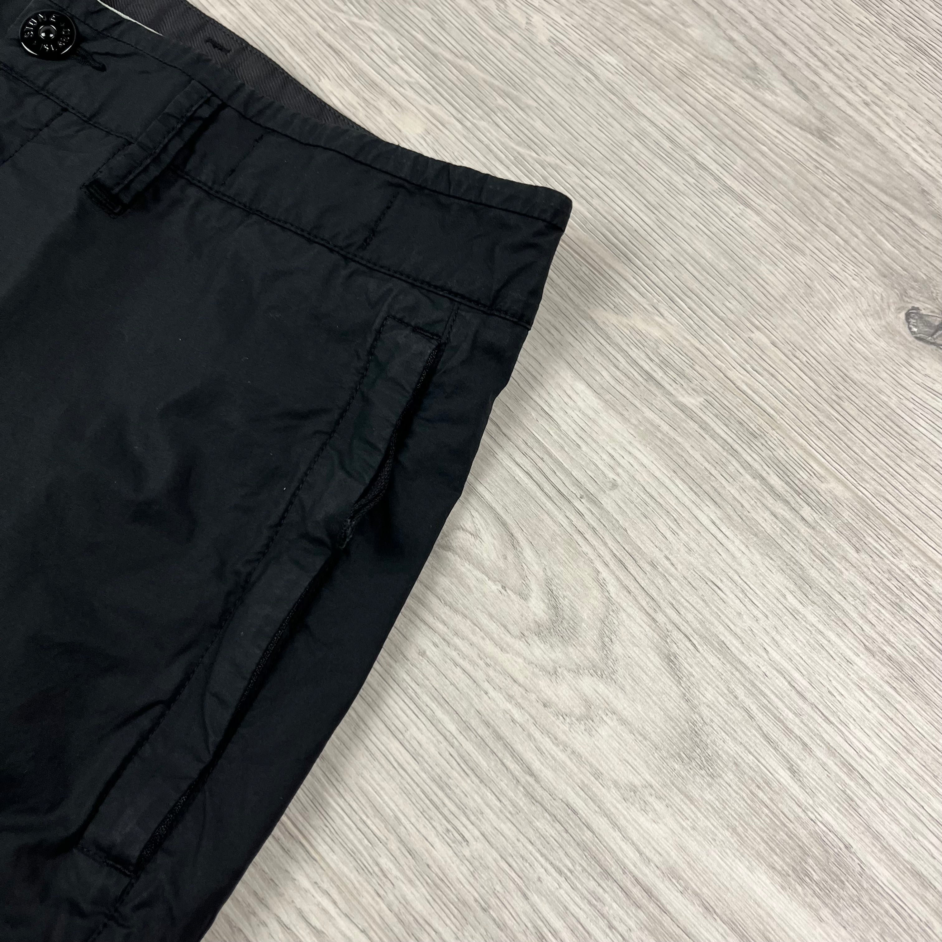 Stone Island Bermuda Cargo Shorts in Black. On sale at Open Attire.
