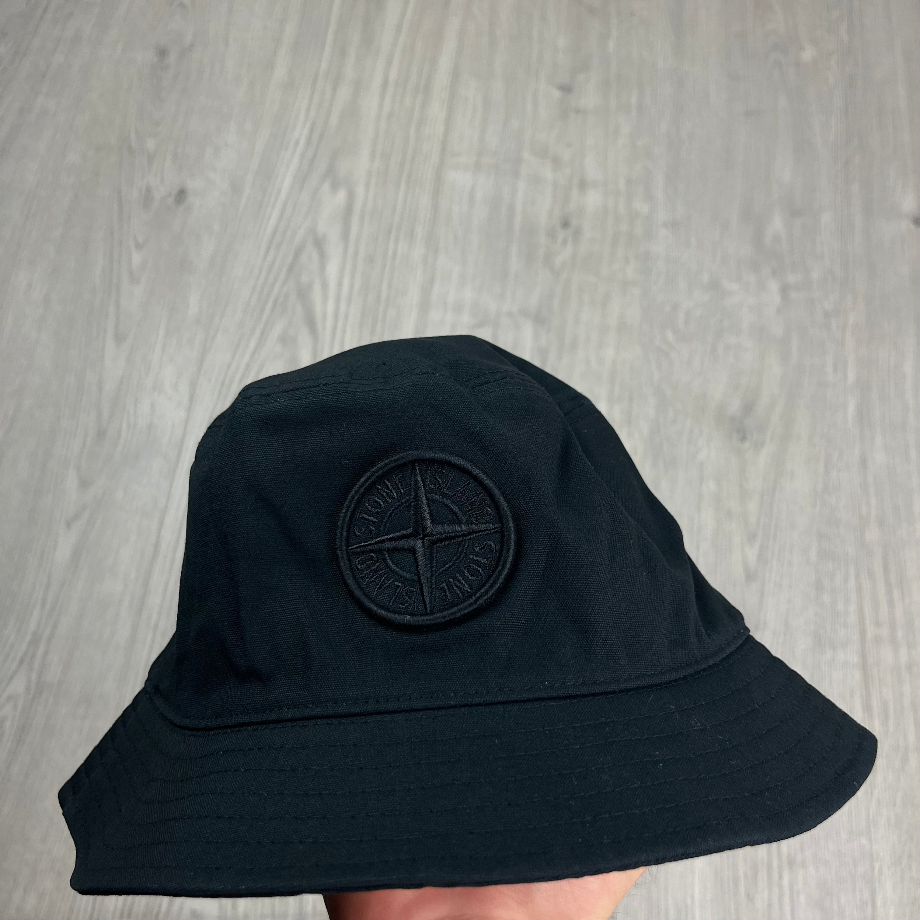 Stone Island cotton Bucket Hat in Black. On sale at Open Attire.