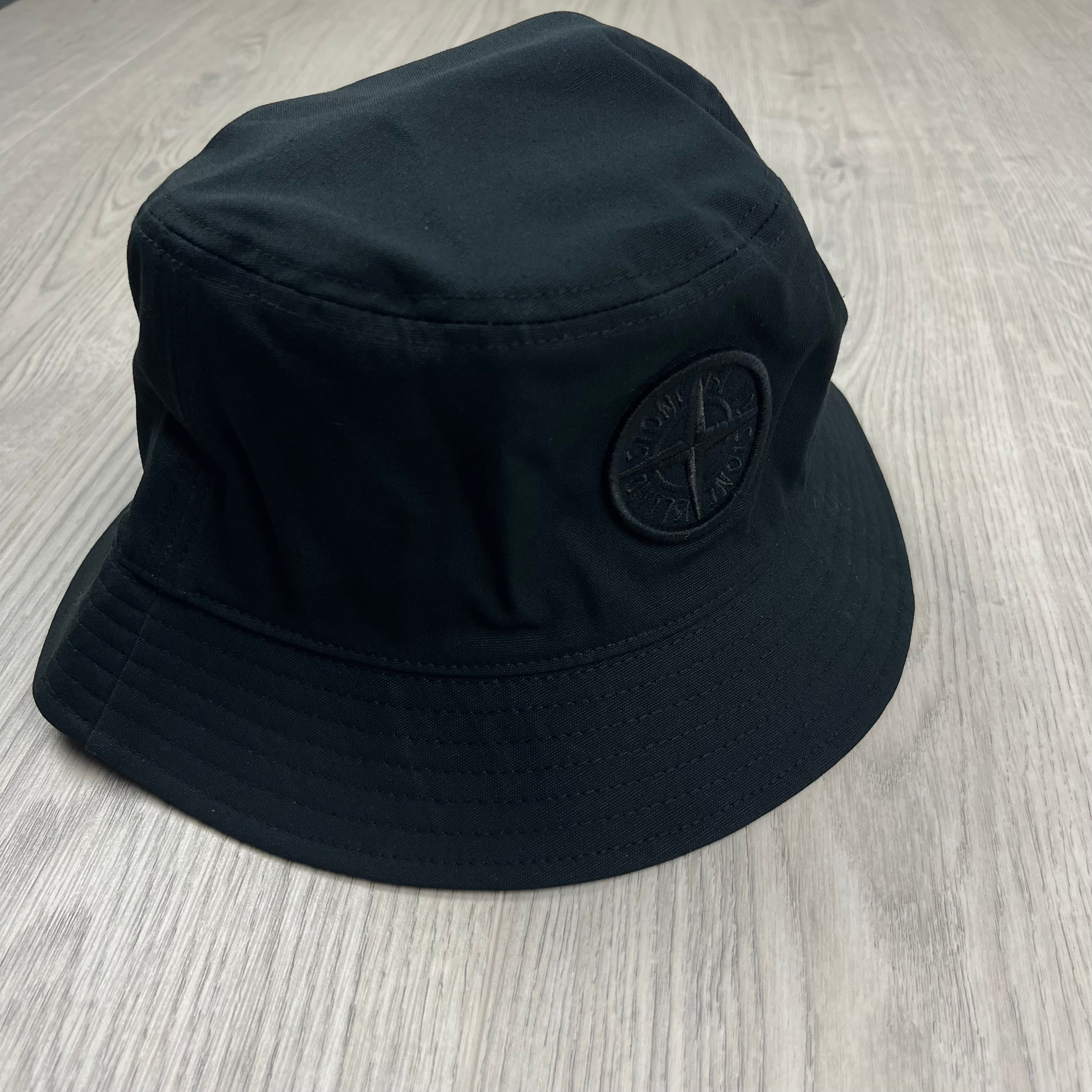 Stone Island cotton Bucket Hat in Black. On sale at Open Attire.