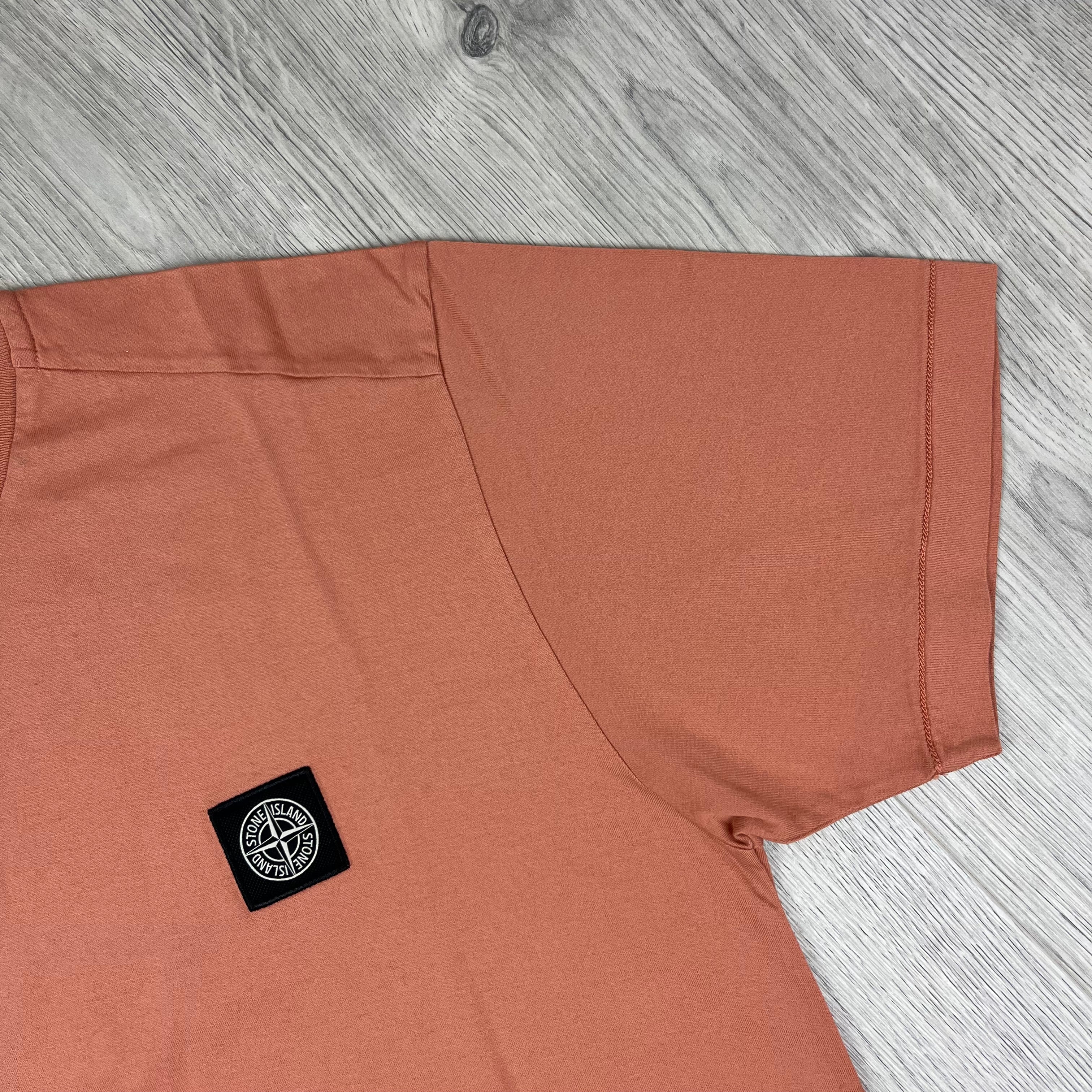 Stone Island Patch T-Shirt in Orange. On sale at Open Attire.