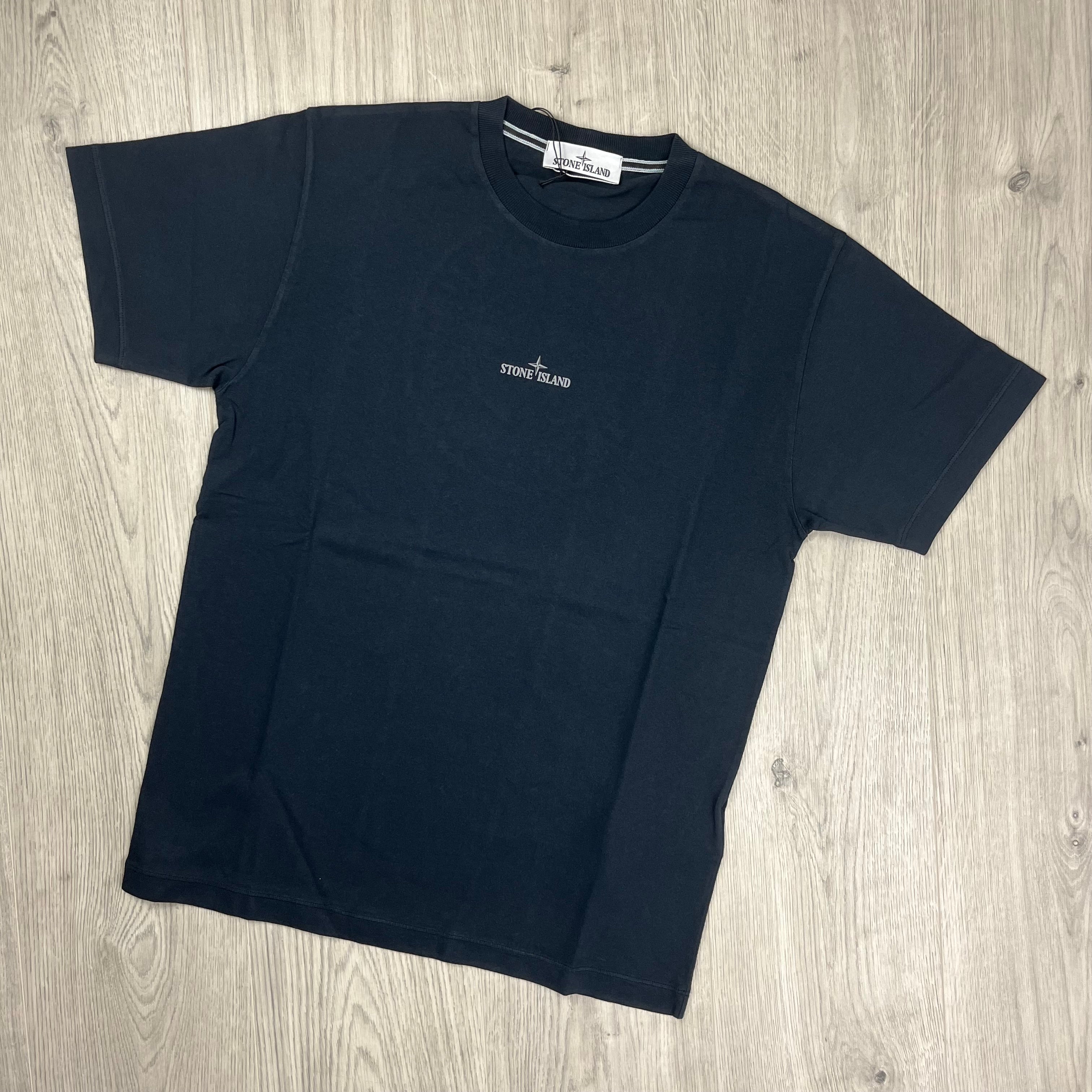 Stone Island 'Institutional Four' T-Shirt in Navy Blue. On sale at Open Attire.