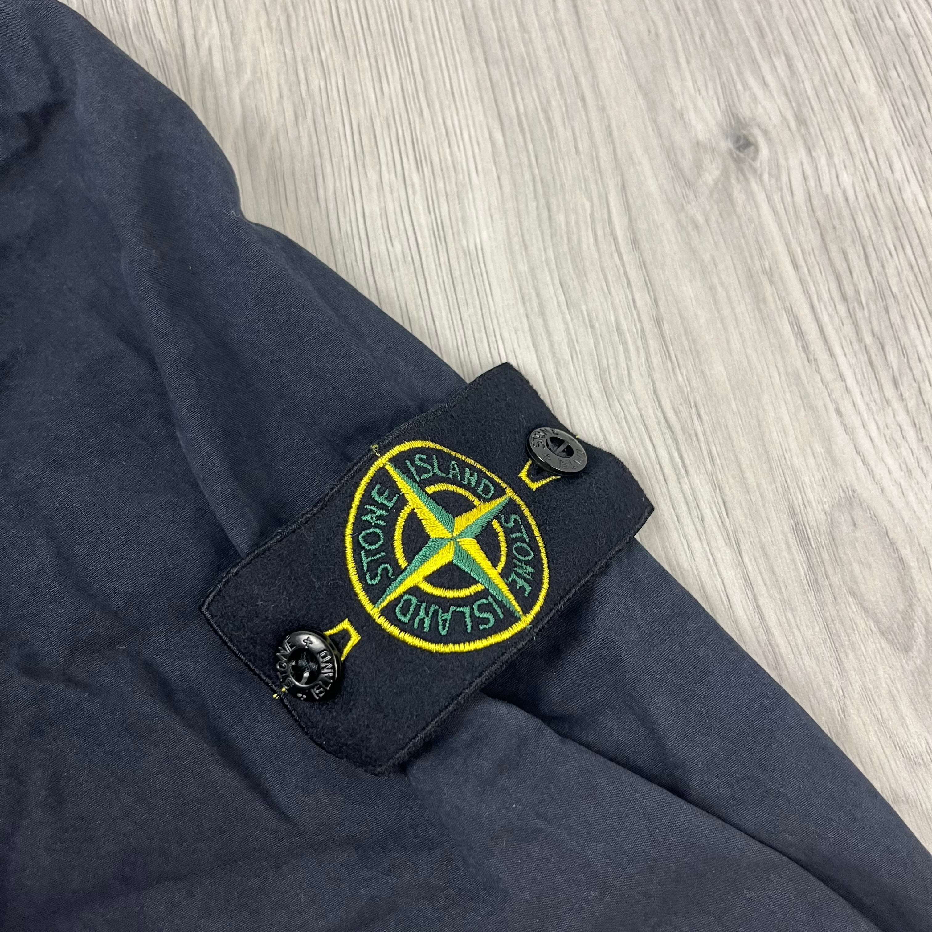 Stone Island Cotton Canvas Zip Overshirt in Navy Blue. On sale at Open Attire.